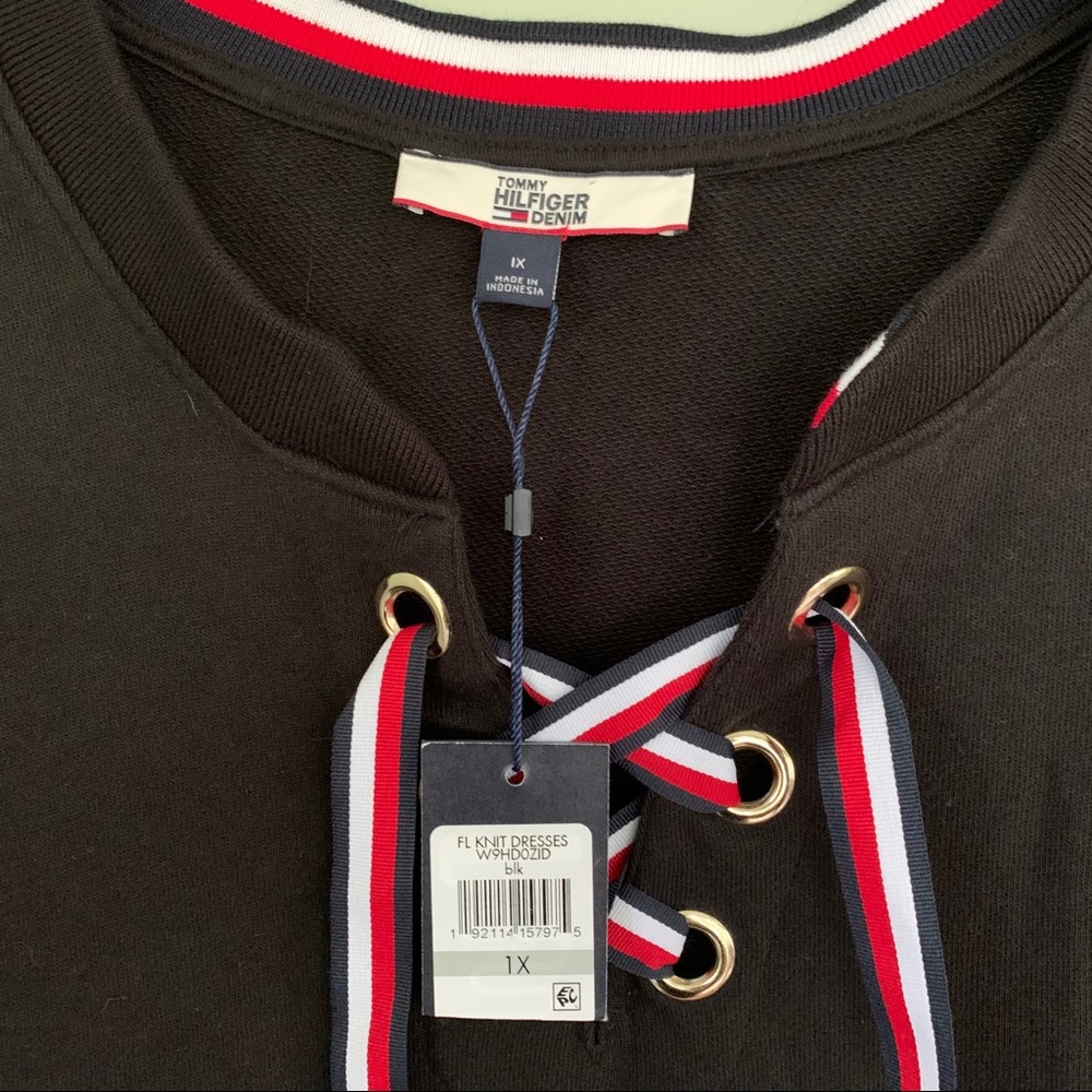Tommy Hilfiger Plus Size Long Sleeve Lace Up Dress - Picture 9 of 12